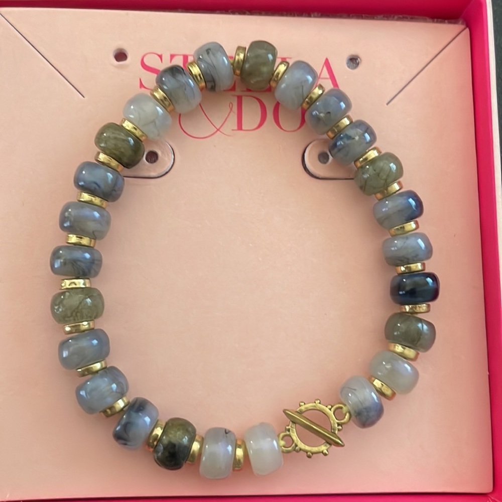 Stella & Dot Modern Bohemian Beaded Stretch Bracelet - Grey Multi